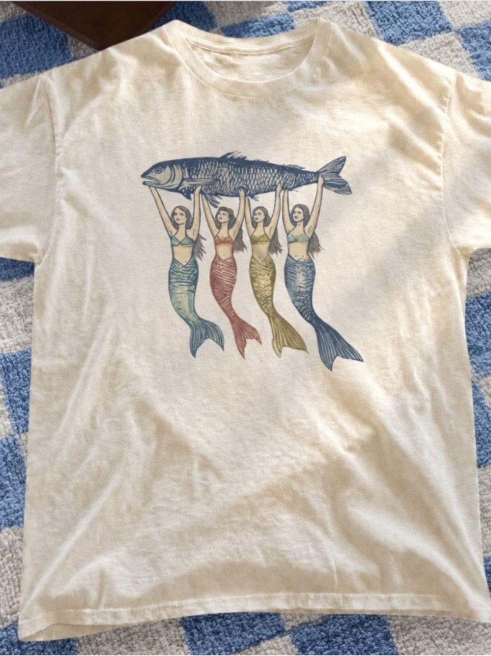 Vintage Mermaid holding Fish T-Shirt